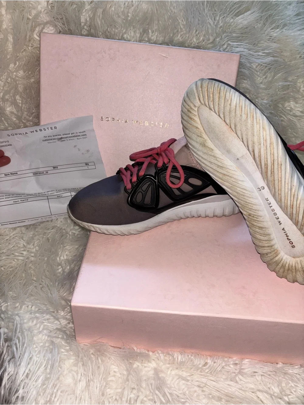 Sophia Webster Pink & Gray Butterfly-Accent Knit Sneakers